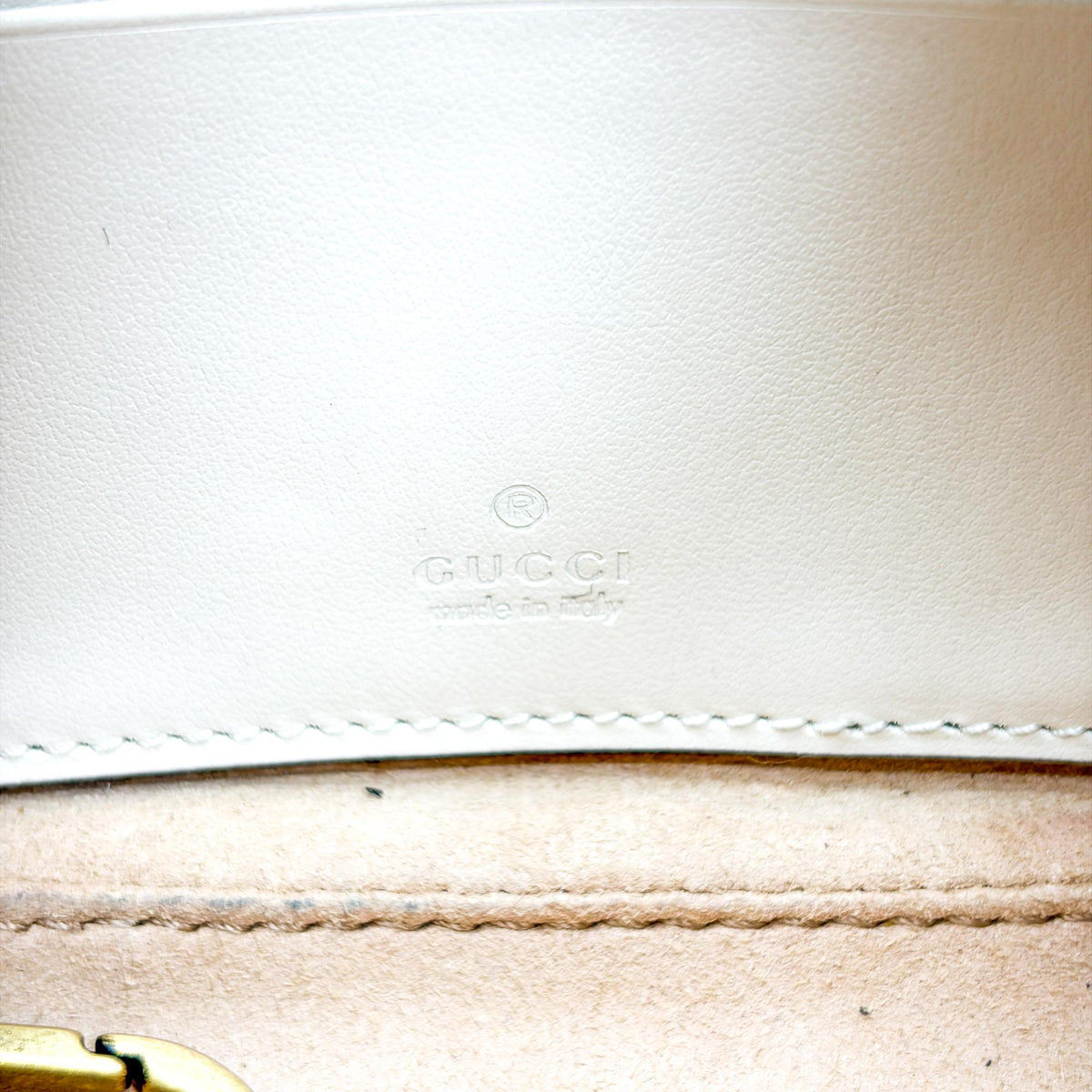 Gucci GG Marmont Half Moon Hobo Matelasse Leather, White, Leather, Shoulder Bag