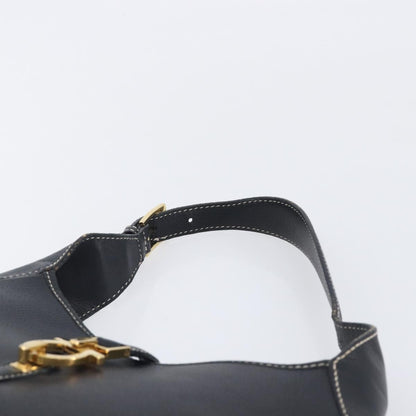 Salvatore Ferragamo Gancini Leather, Black, Leather, Crossbody Bag