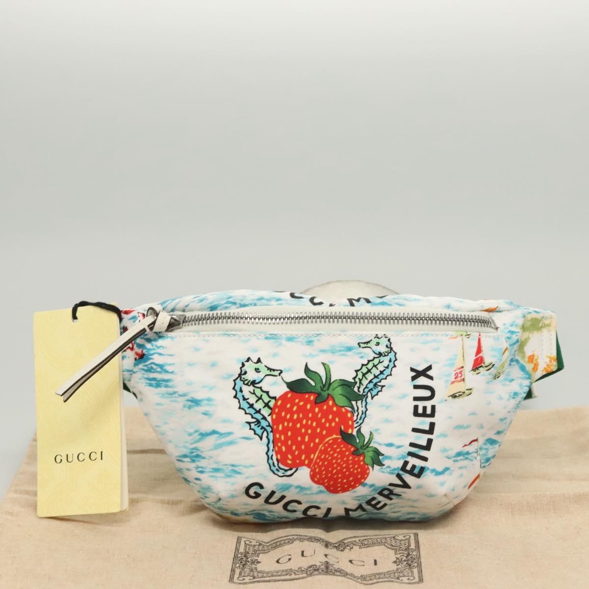Gucci Merveilleux Belt Printed Nylon, White, Nylon, Belt