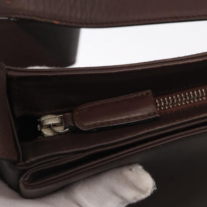 Salvatore Ferragamo Gancini Leather, Brown, Leather, Shoulder Bag