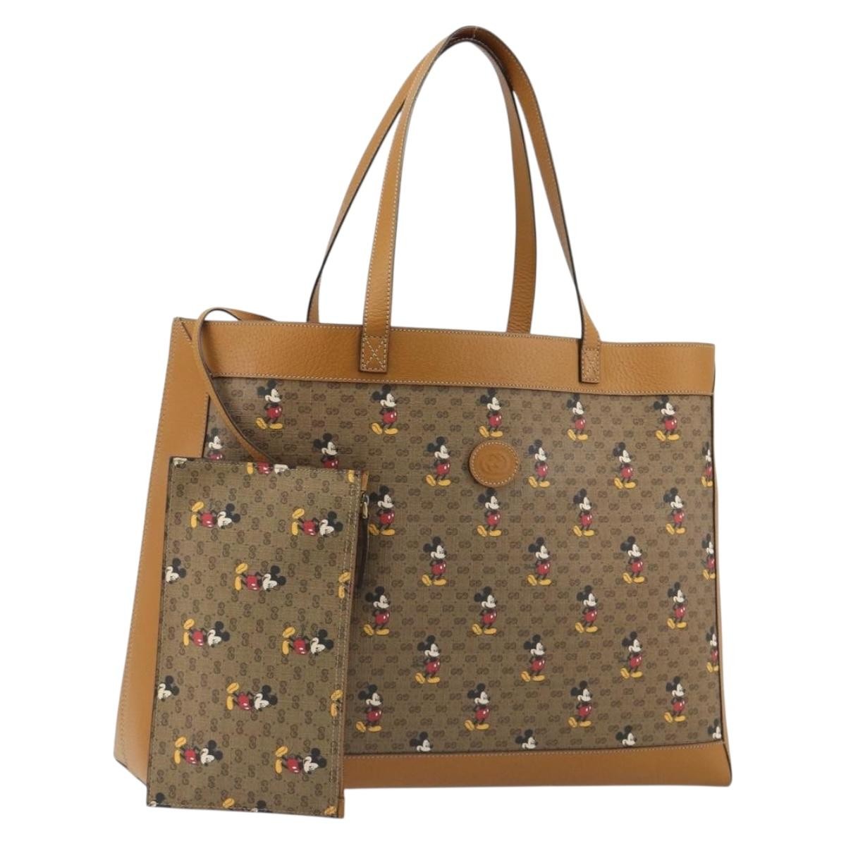 Gucci Disney Mickey Mouse Soft Open Printed Mini GG Coated Canvas, Beige, Canvas, Tote Bag