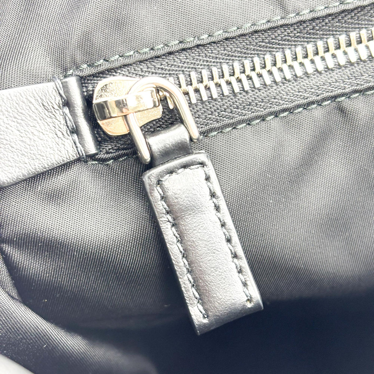 Prada Triangle Zip Sling Re-Nylon with Leather, Black, Nylon, Backpack