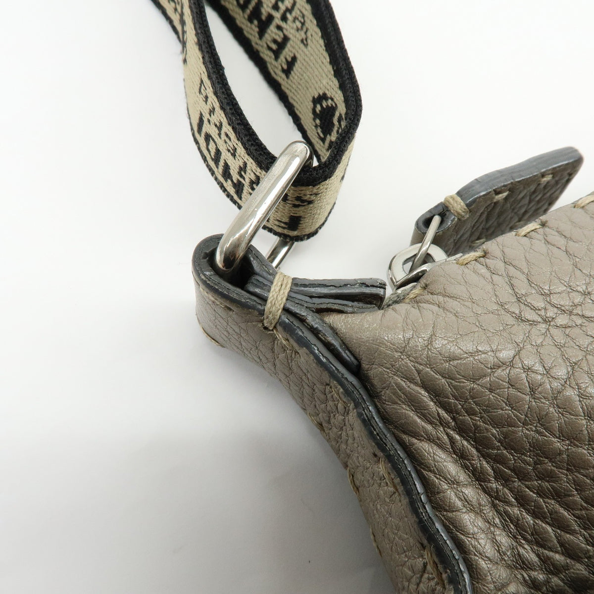Fendi Selleria Leather, Neutral, Leather, Crossbody Bag