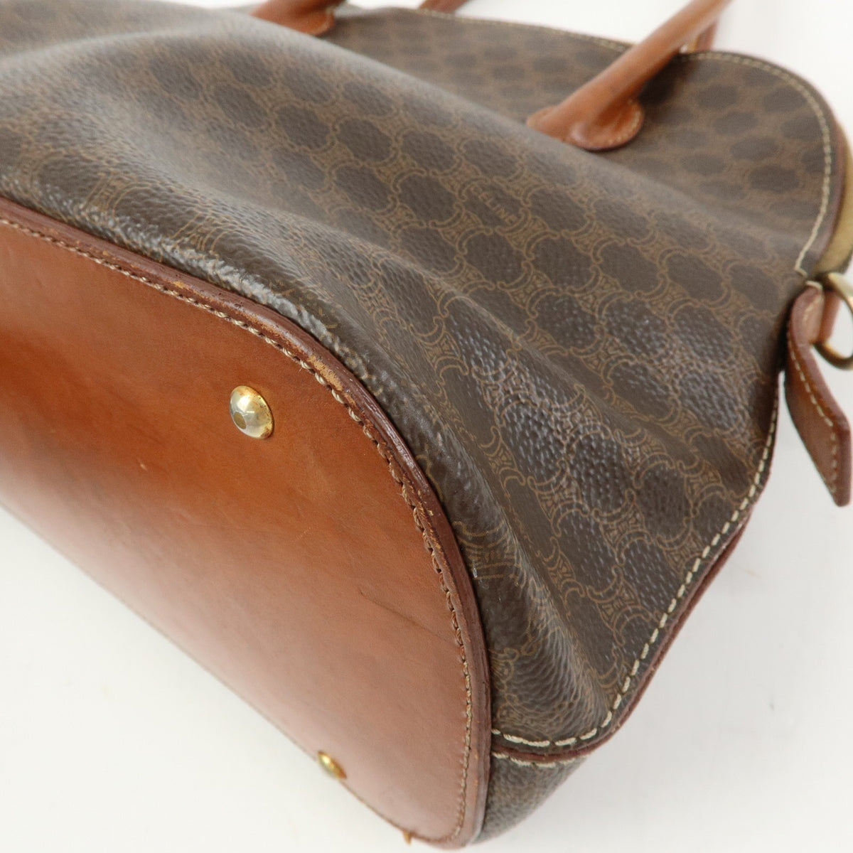 Celine Vintage Handbag Toile Céline, Brown, Canvas, Handbag