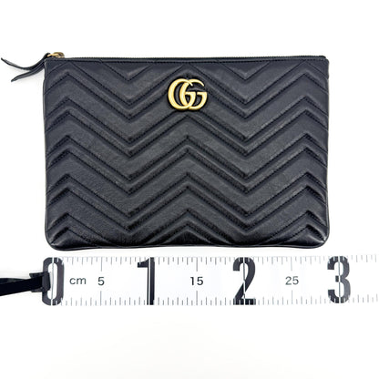 Gucci GG Marmont Pouch Matelasse Leather, Black, Leather, Clutch