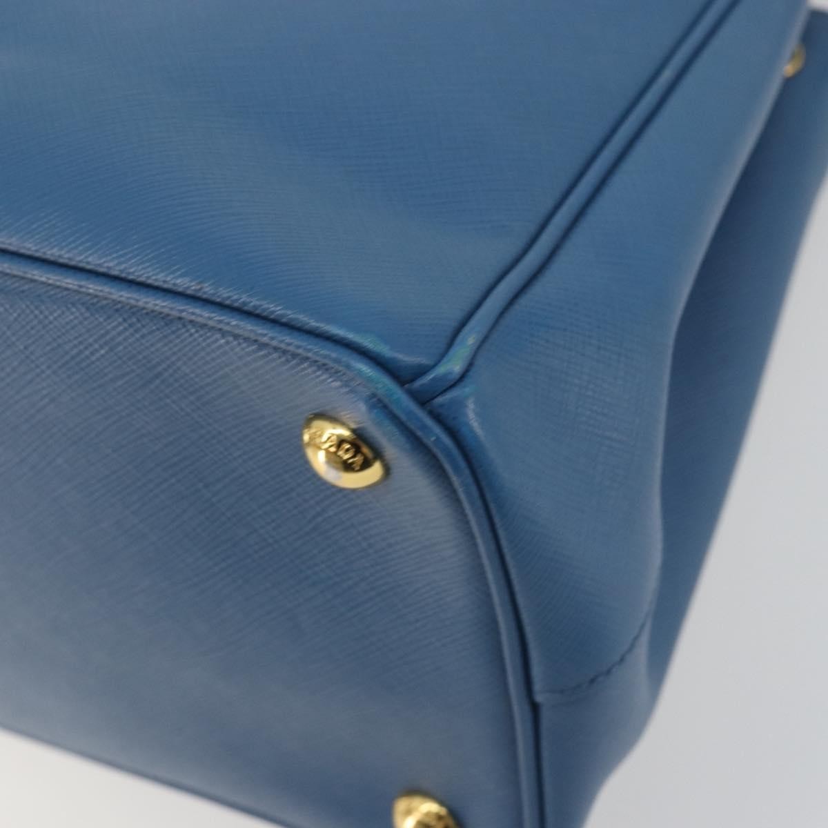 Prada Double Zip Lux Tote Saffiano Leather, Blue, Leather, Handbag