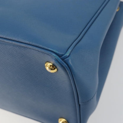 Prada Double Zip Lux Tote Saffiano Leather, Blue, Leather, Handbag