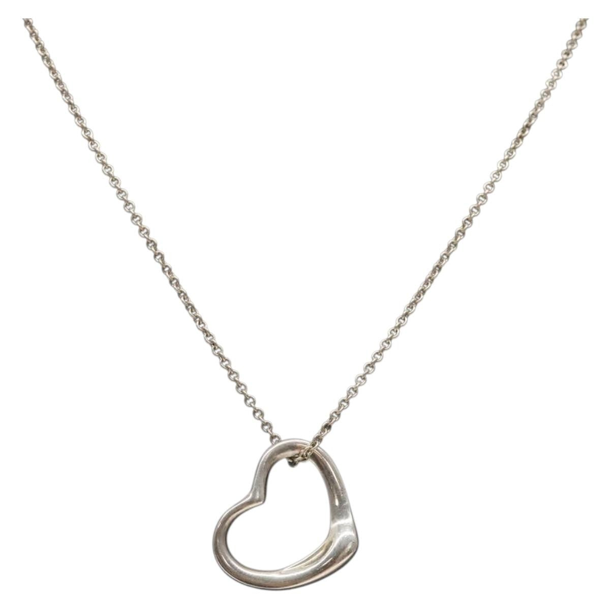 Tiffany & Co. Elsa Peretti Open Heart Pendant Sterling Silver, Silver, Silver, Necklace