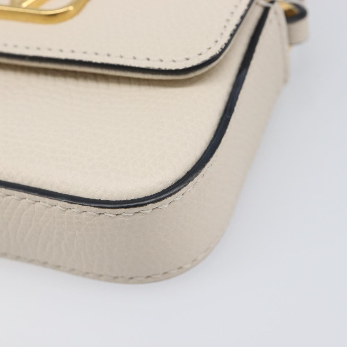 Valentino Garavani V Pouch Shoulder Bag Leather, White, Leather, Shoulder Bag