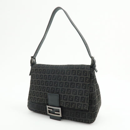 Fendi Zucchino Canvas Mamma Baguette Canvas, Black, Canvas, Shoulder Bag