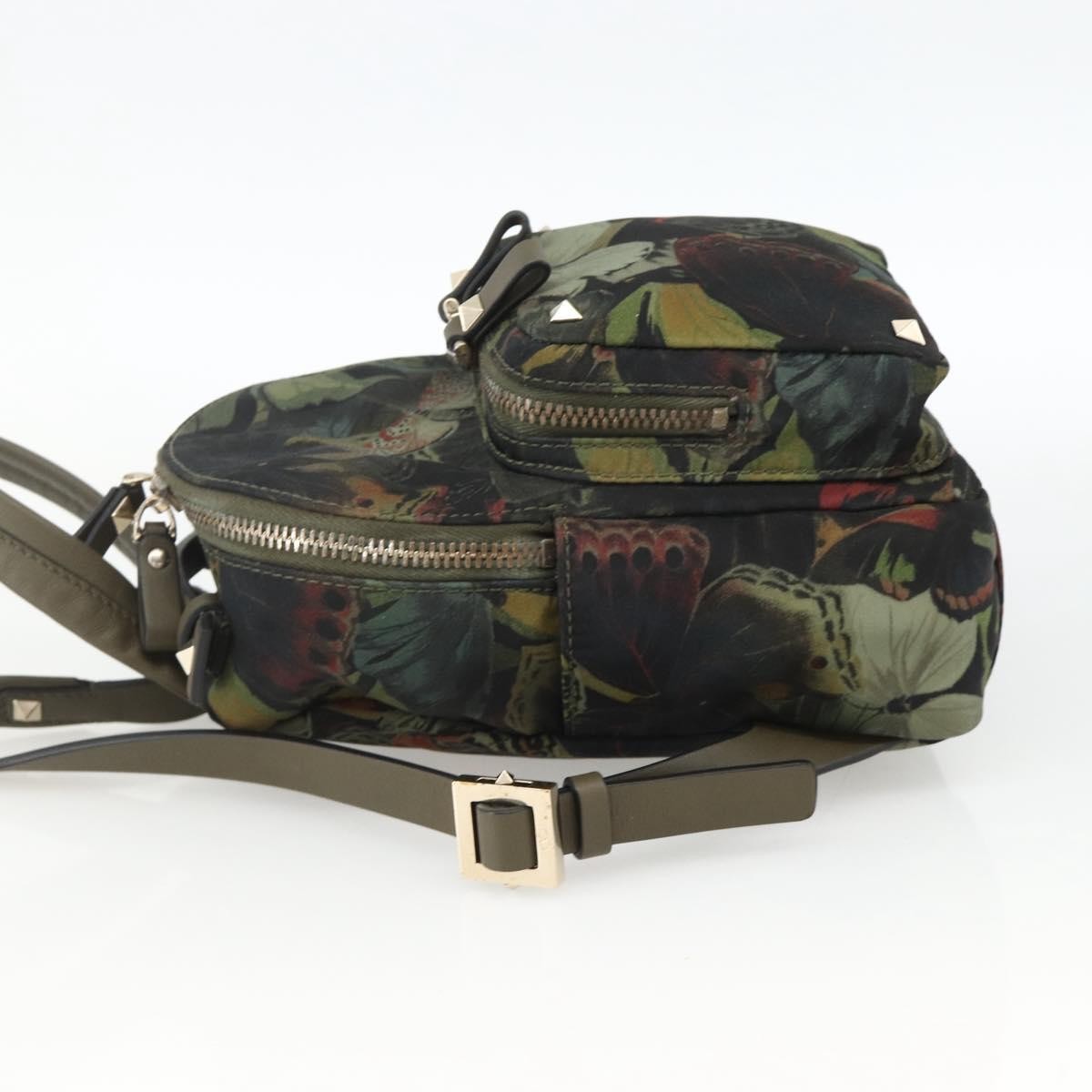Valentino Garavani Backpack Denim with Butterfly Applique, Khaki, Nylon, Backpack