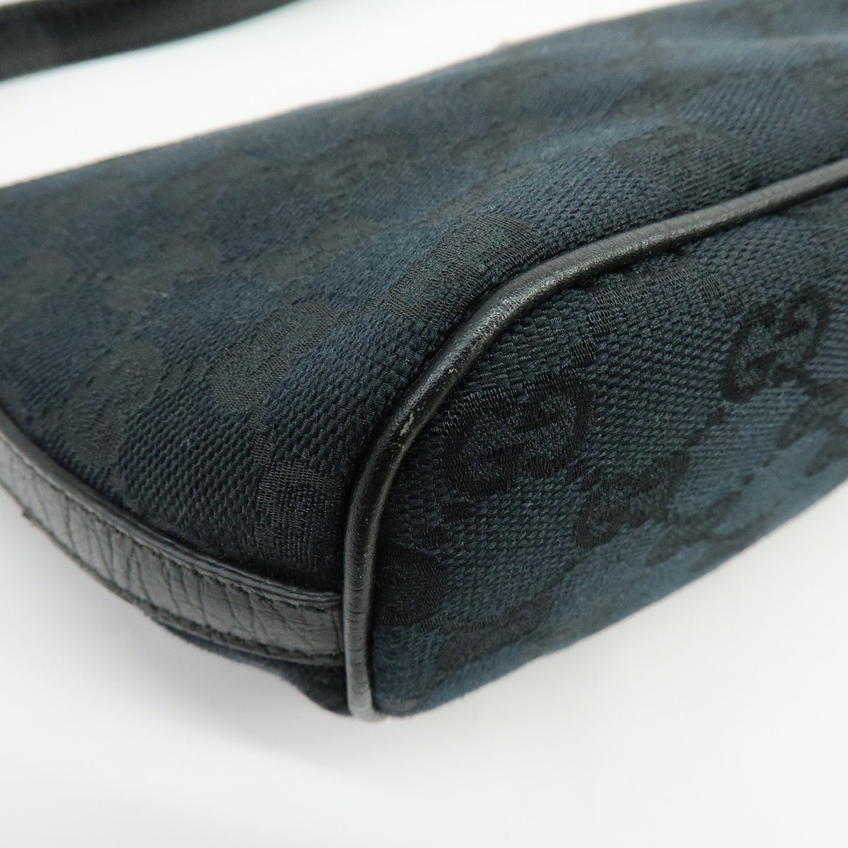 Gucci Boat Pochette GG Denim, Black, Canvas, Clutch
