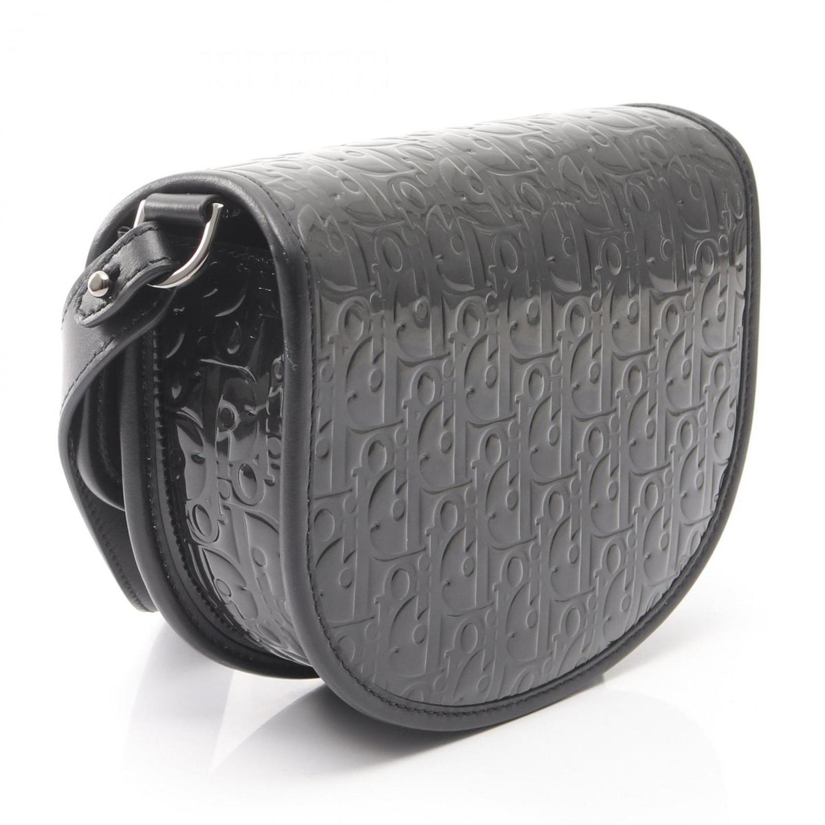 Christian Dior Saddle Messenger Patent Leather, Black, Patent Leather, Shoulder Bag