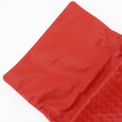 Bottega Veneta Intrecciato Shoulder Leather, Red, Calfskin, Shoulder Bag