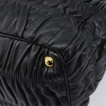 Prada Gaufre Double Zip Convertible Nappa Leather, Black, Leather, Tote Bag