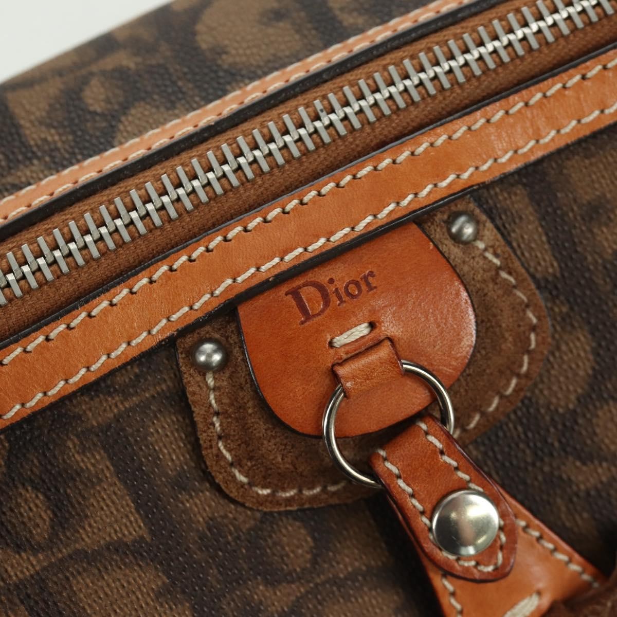 Christian Dior Vintage Trotter Romantique Boston Diorissimo Coated Canvas, Brown, Canvas, Handbag