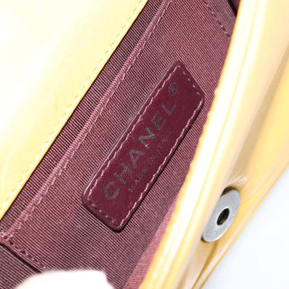 Chanel Boy Brick Flap Bag Lambskin and Plexiglass, YELLOW, LEATHER, Clutche & pouche