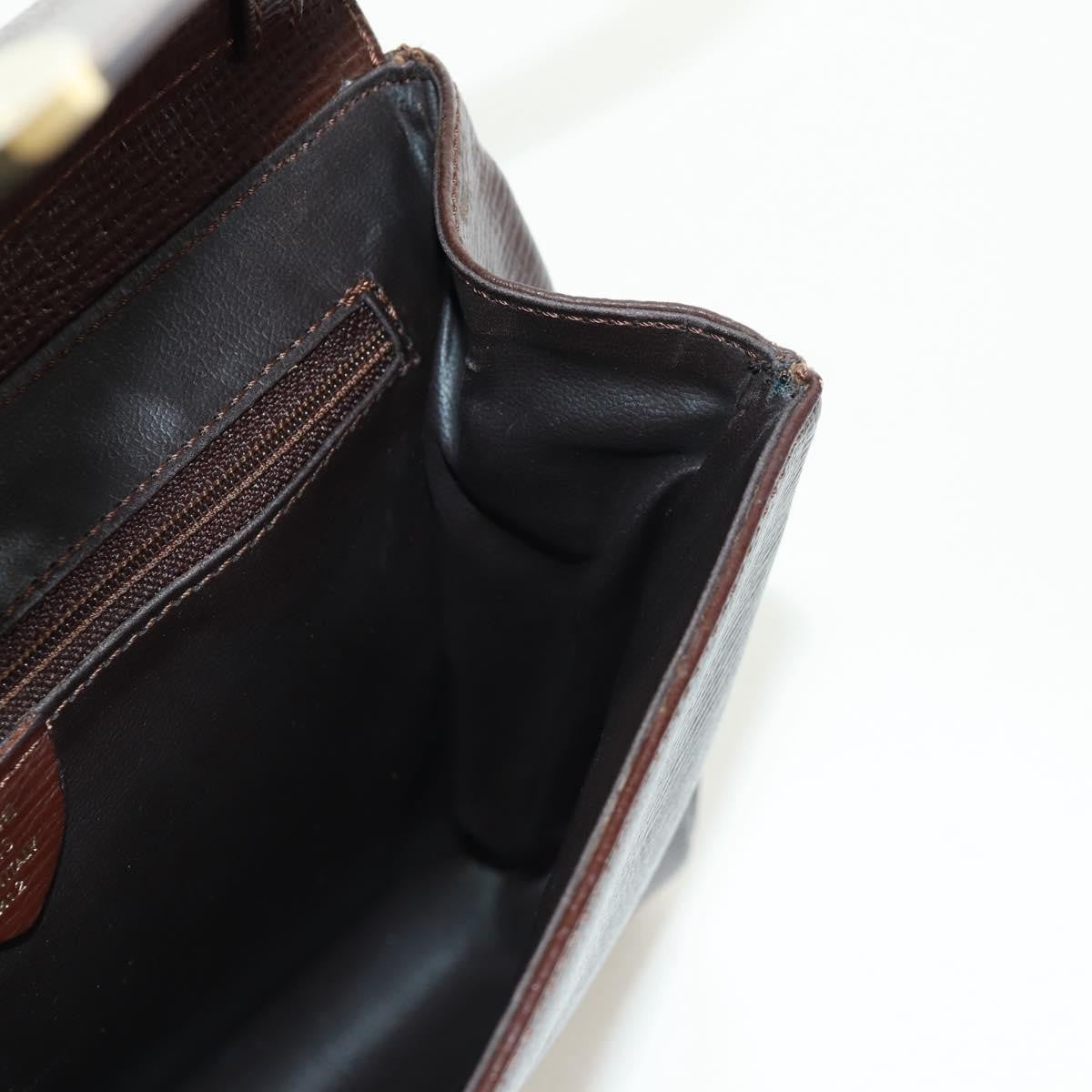 Celine Circle Logo Leather, Brown, Leather, Shoulder Bag