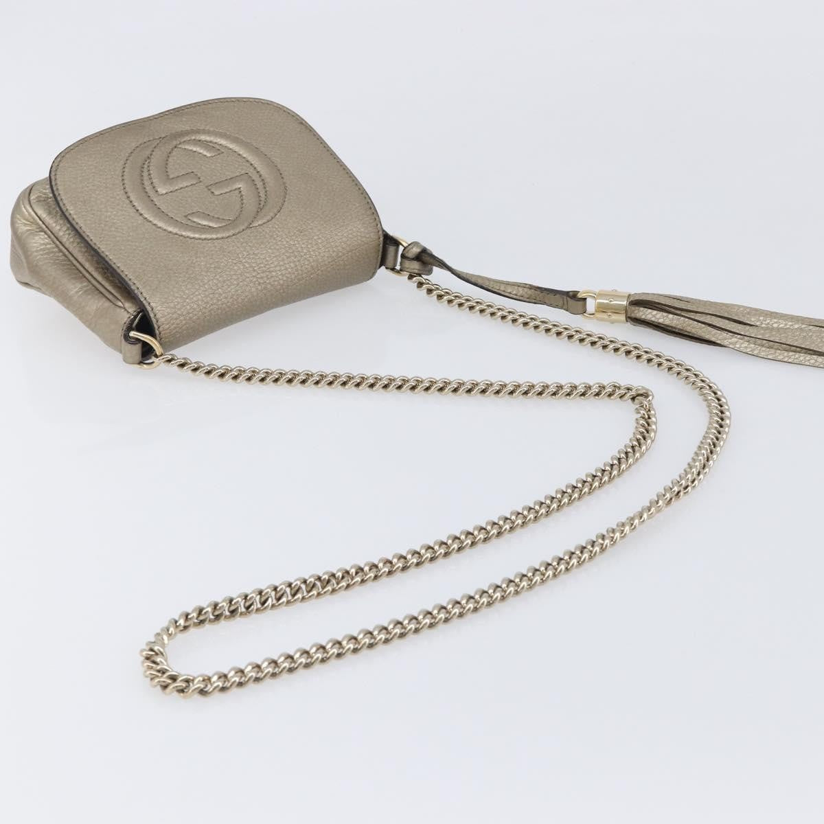 Gucci Soho Chain Leather, Gold, Leather, Crossbody Bag