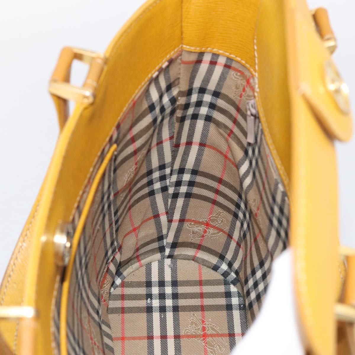 Burberry Handle Tote Leather, Yellow, Leather, Tote Bag