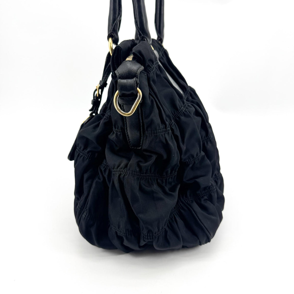 Prada Gaufre Convertible Tessuto, Black, Nylon, Tote Bag