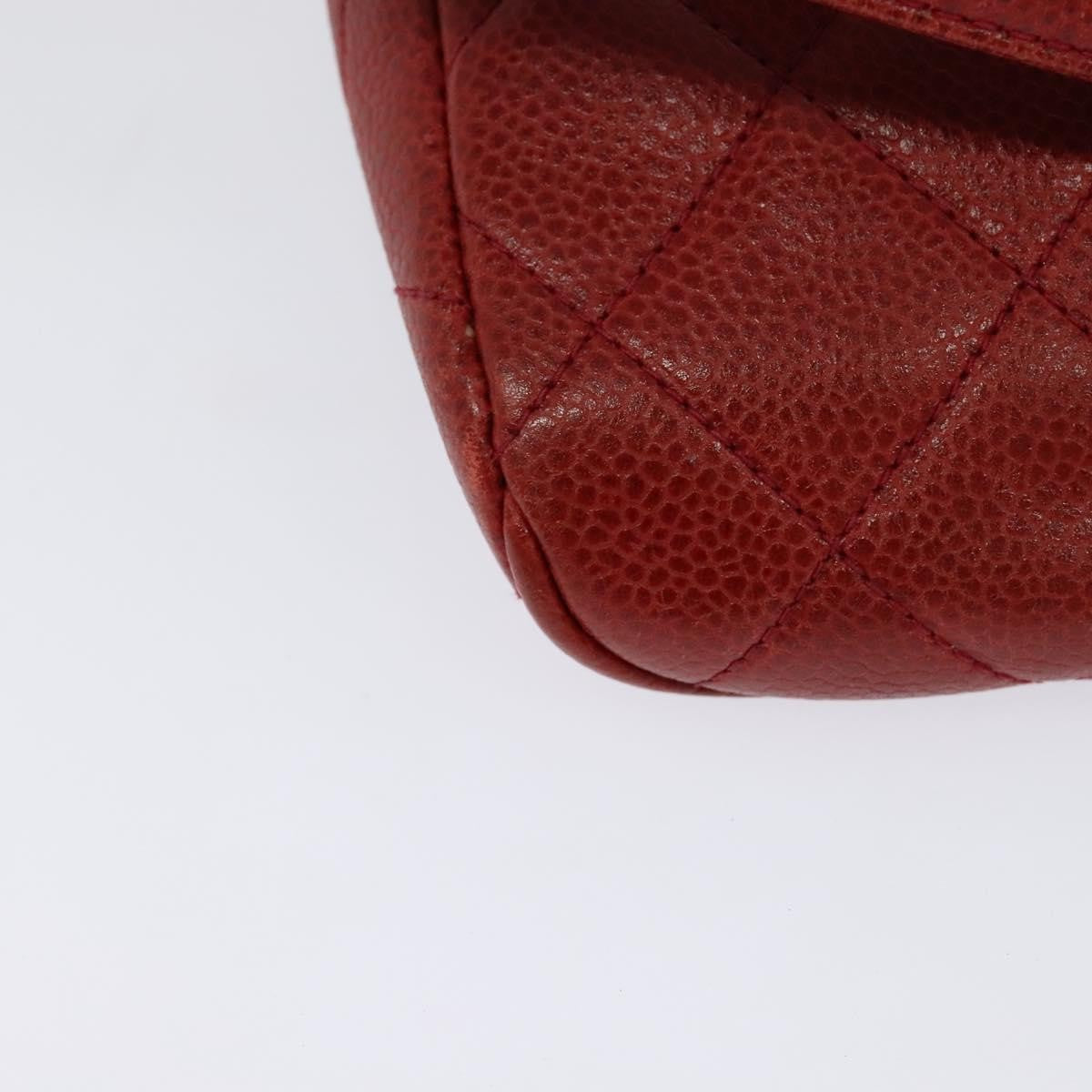 Chanel Vintage Zip Belt Quilted Caviar, Red, Leather, Shoulder Bag