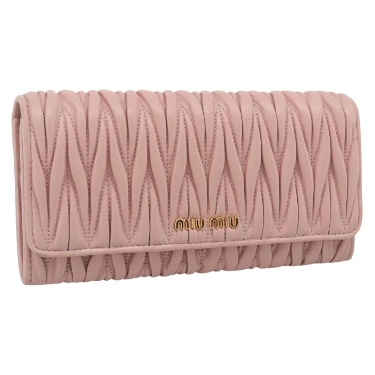 Miu Miu Matelasse Leather, Pink, Leather, Wallet