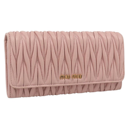 Miu Miu Matelasse Leather, Pink, Leather, Wallet