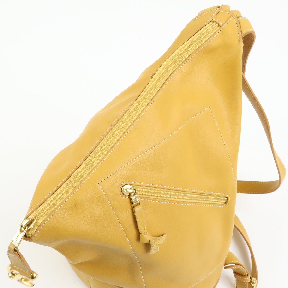 Loewe Anton Leather, Yellow, Leather, Backpack