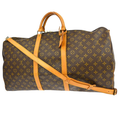 Louis Vuitton Keepall Bandoulière Monogram, Brown, Canvas, Travel Bag