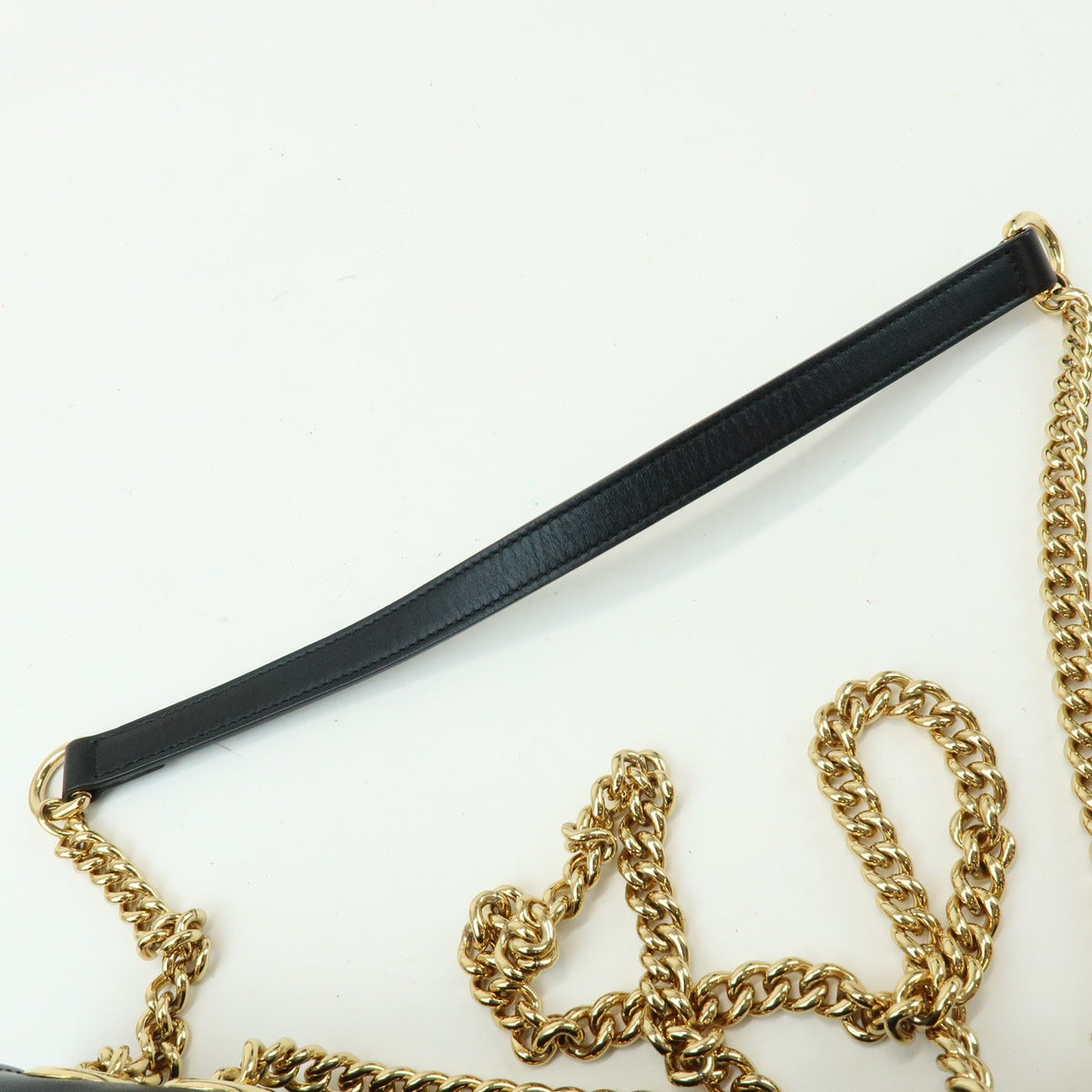 Gucci Rajah Chain Leather, Black, Leather, Tote Bag