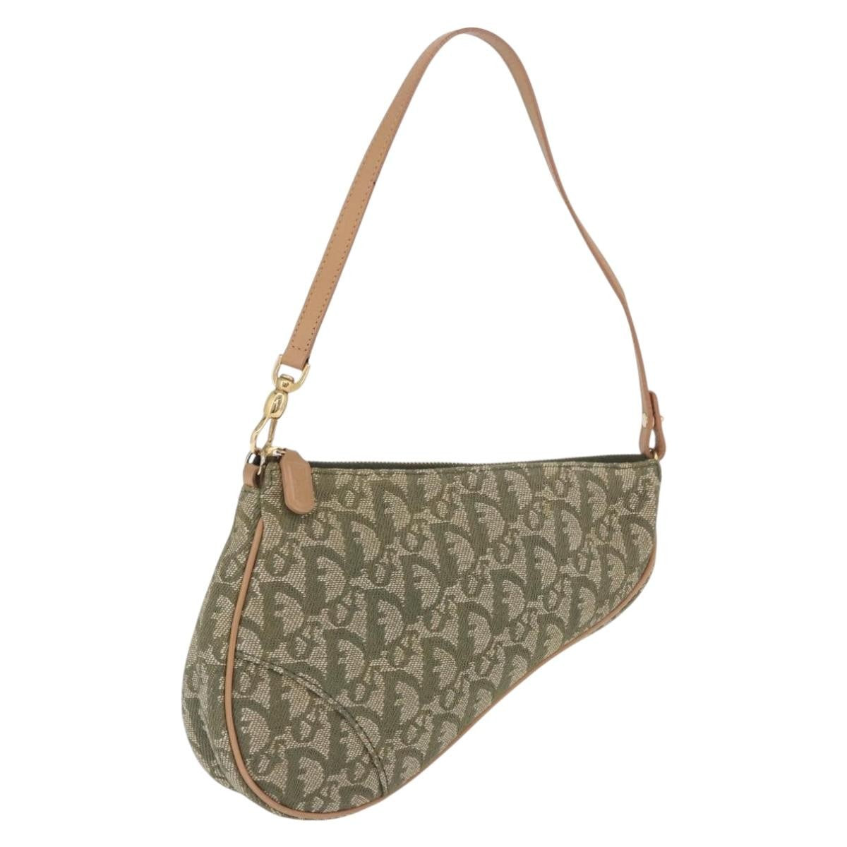 Christian Dior Saddle Canvas, Khaki, Canvas, Handbag