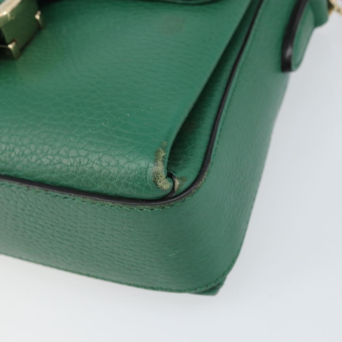 Gucci Interlocking Chain Leather, Green, Leather, Shoulder Bag