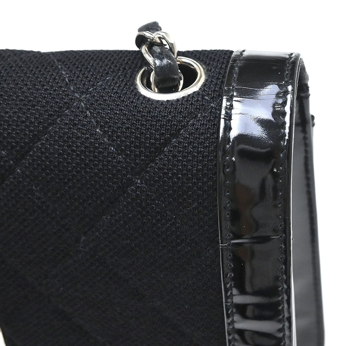 Chanel Reissue Flap Quilted Jersey with Patent, Black, Canvas, Shoulder Bag