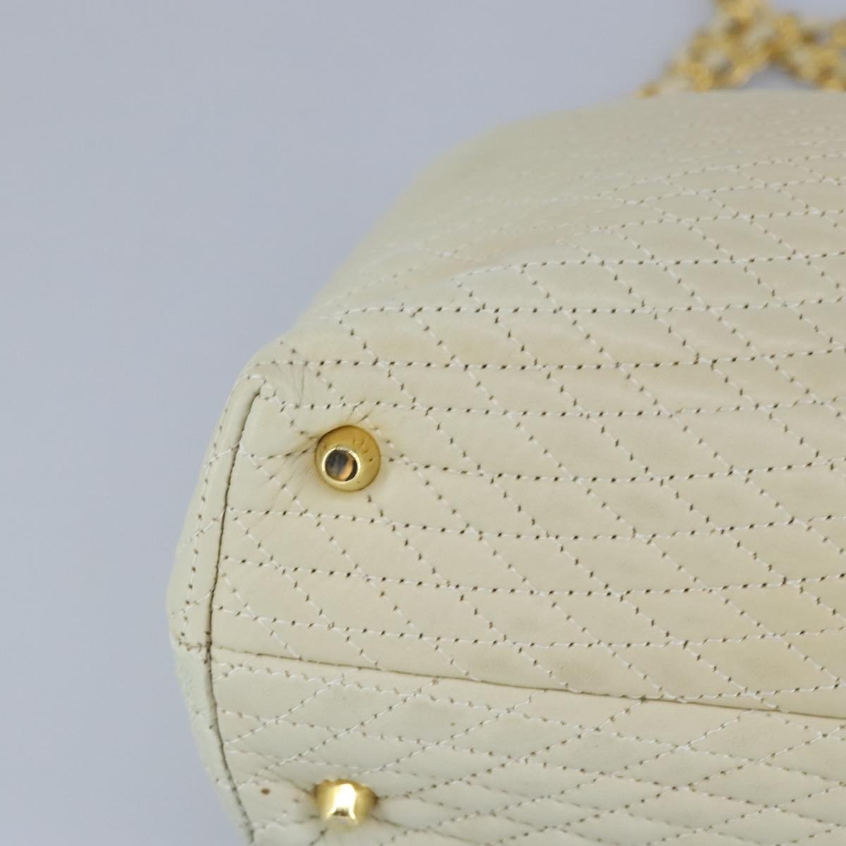 Bally Vintage Quilted Leather, Beige, Leather, Shoulder Bag