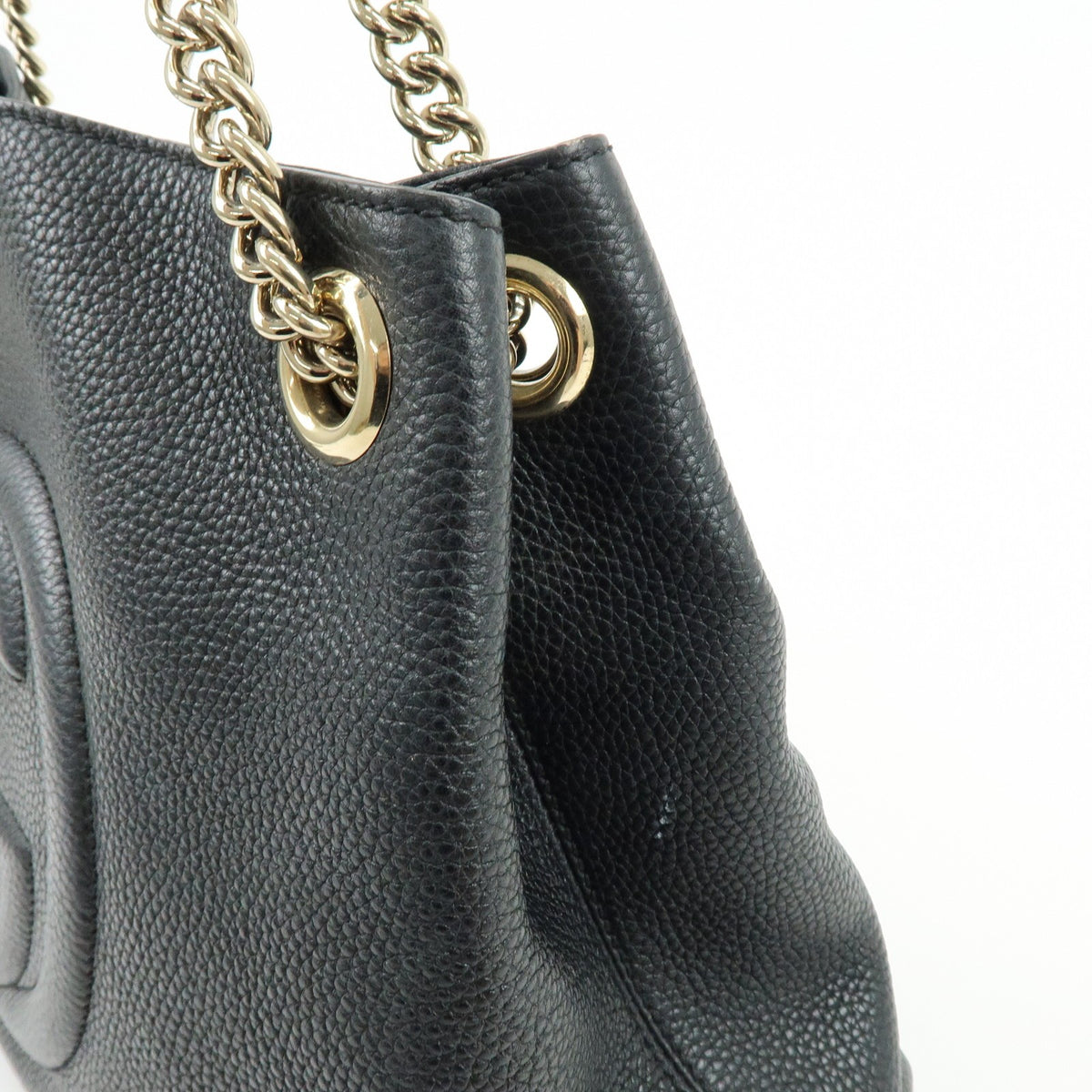 Gucci Soho Chain Strap Leather, Black, Leather, Shoulder Bag