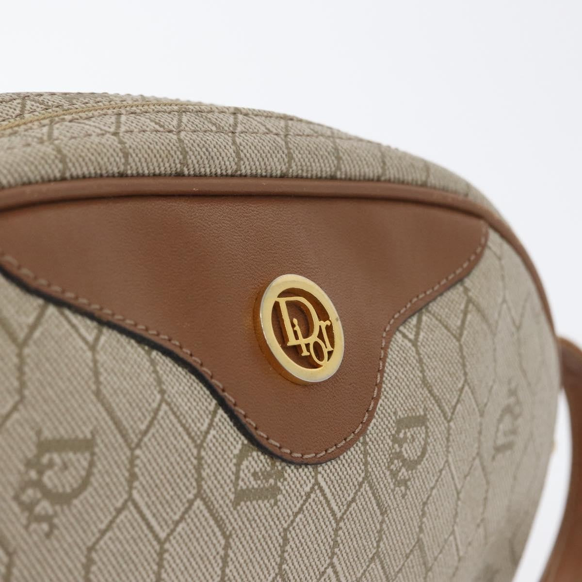 Christian Dior Vintage Honeycomb Canvas and Leather, Beige, Canvas, Shoulder Bag