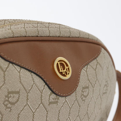 Christian Dior Vintage Honeycomb Canvas and Leather, Beige, Canvas, Shoulder Bag