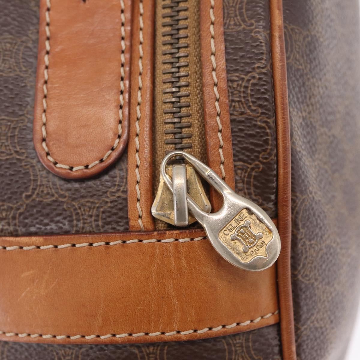 Celine Macadam Shoulder Leather, Brown, Canvas, Crossbody Bag