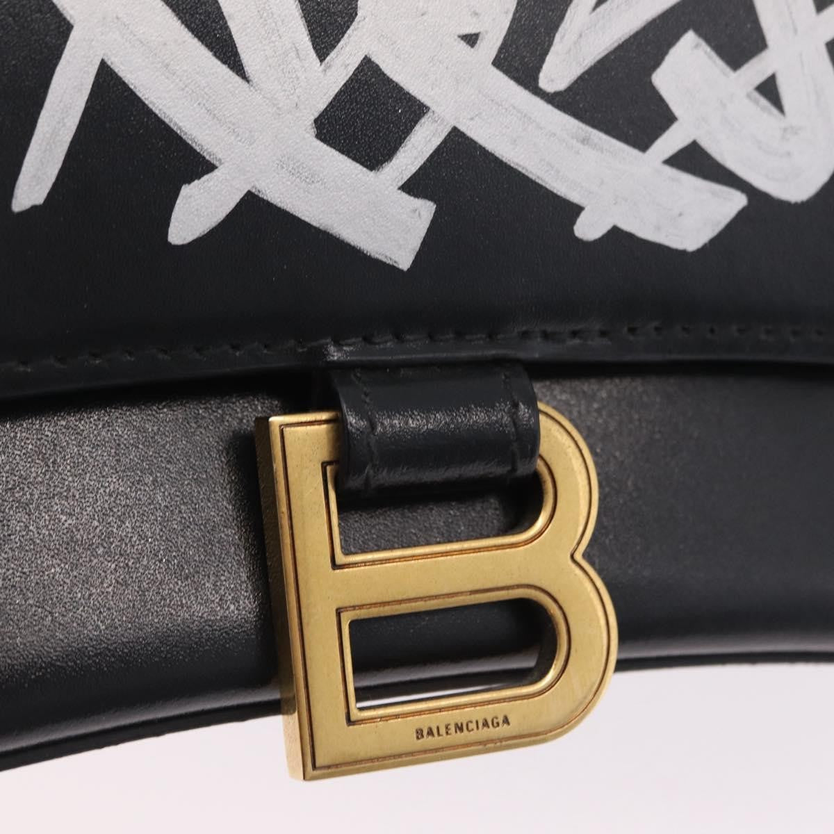 Balenciaga Graffiti Hourglass Top Handle Leather, Black, Leather, Handbag
