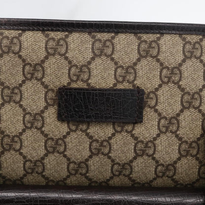 Gucci Vintage Front Pocket Tote GG Coated Canvas with Leather, Beige, Canvas, Tote Bag