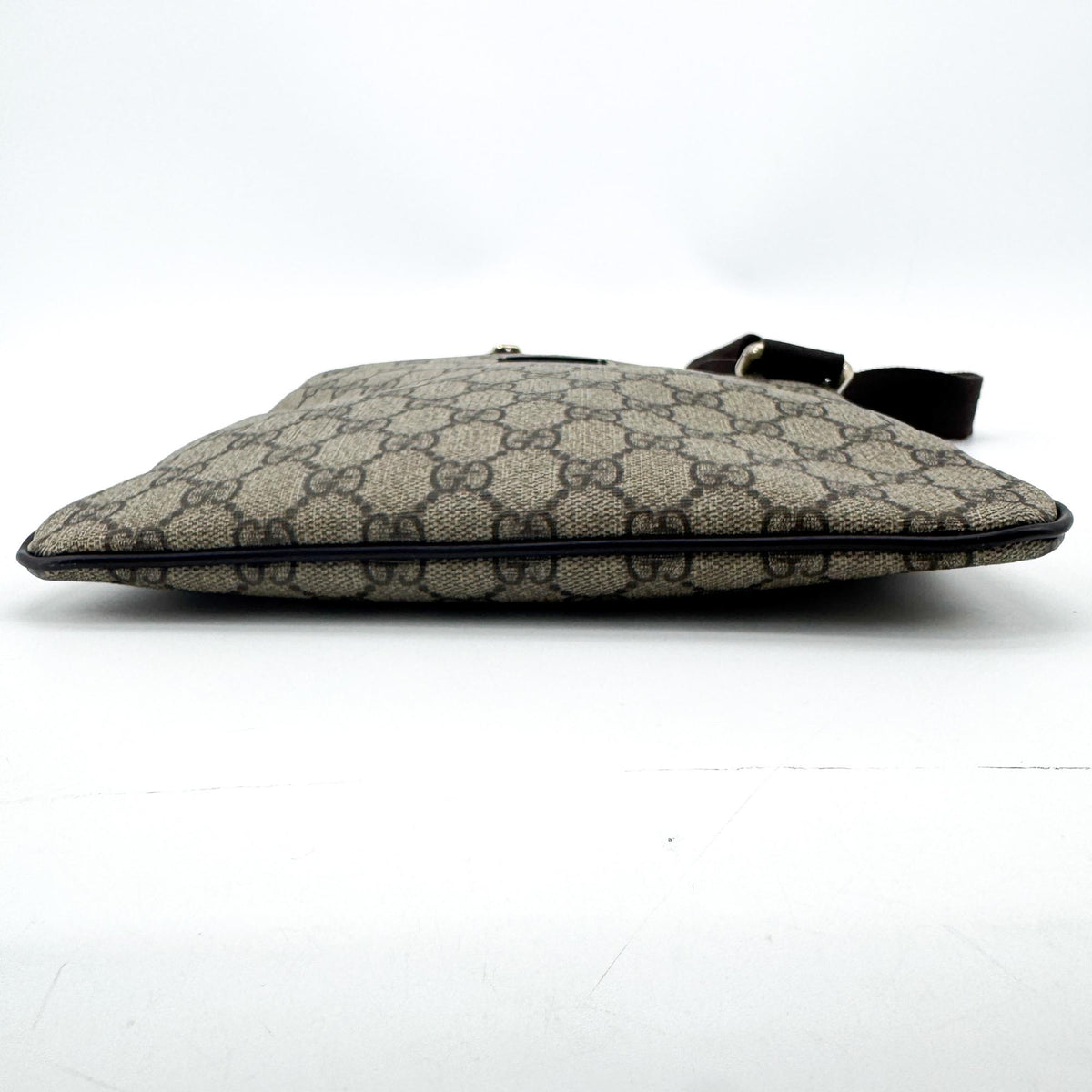 Gucci Zip Top Messenger GG Canvas with Leather, Black, Canvas, Shoulder Bag