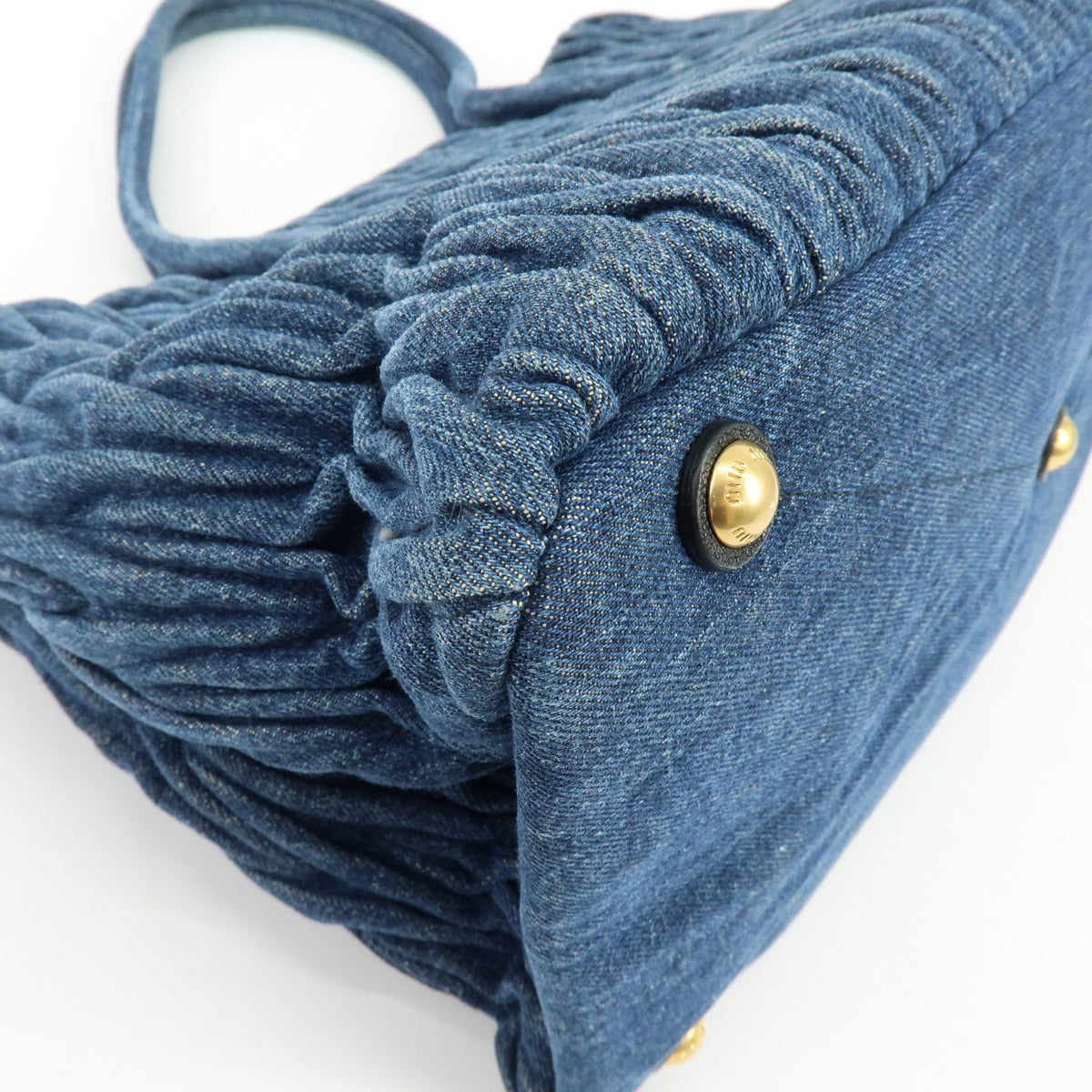 Miu Miu Convertible Matelasse Denim, Blue, Denim, Tote Bag