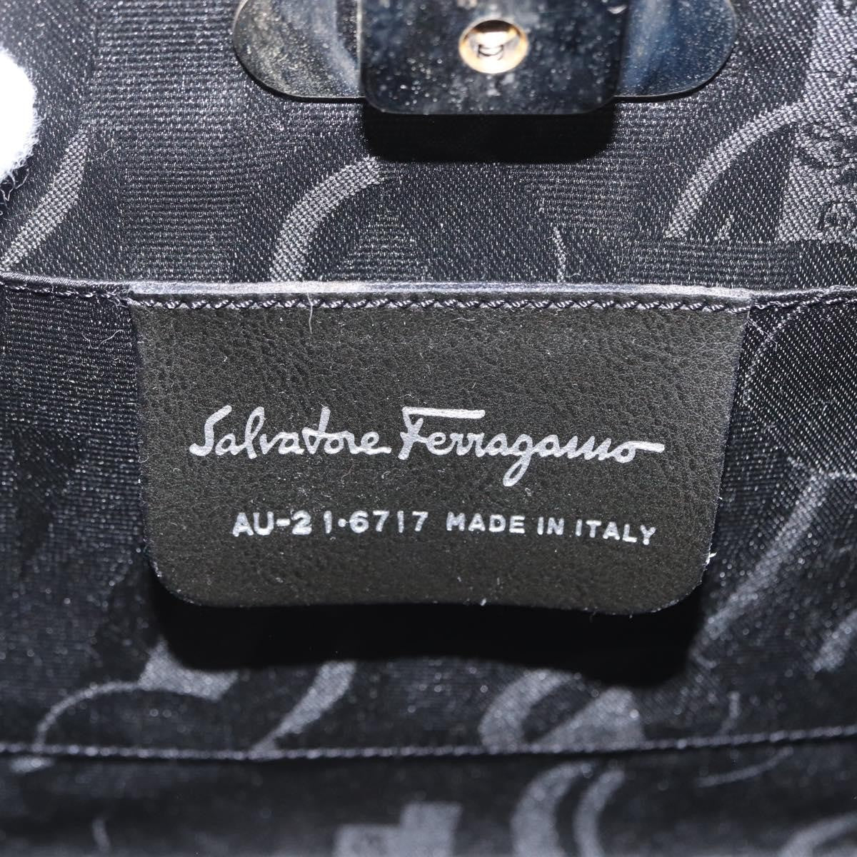 Salvatore Ferragamo Vintage Gancini Chain Leather, Silver, Stainless Steel, Shoulder Bag