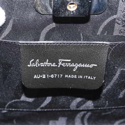 Salvatore Ferragamo Vintage Gancini Chain Leather, Silver, Stainless Steel, Shoulder Bag