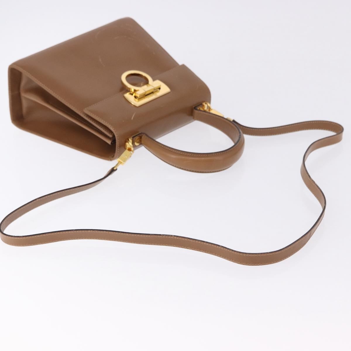 Salvatore Ferragamo Gancini Convertible Top Handle Leather, Brown, Leather, Handbag