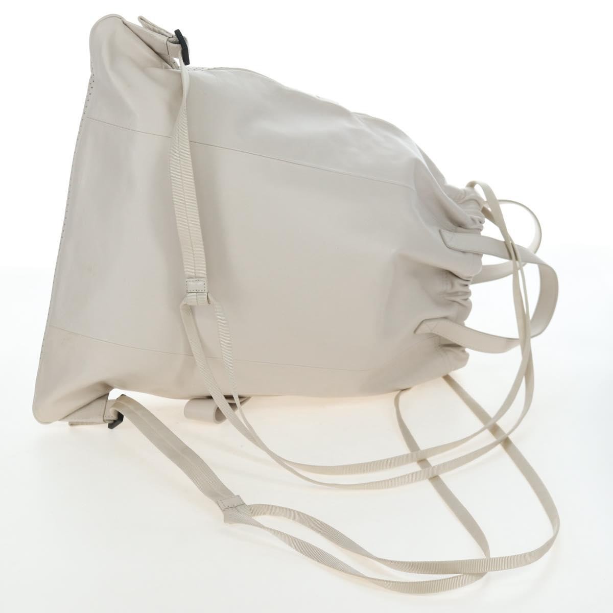 Bottega Veneta Drawstring Perforated Leather, Beige, Leather, Shoulder Bag