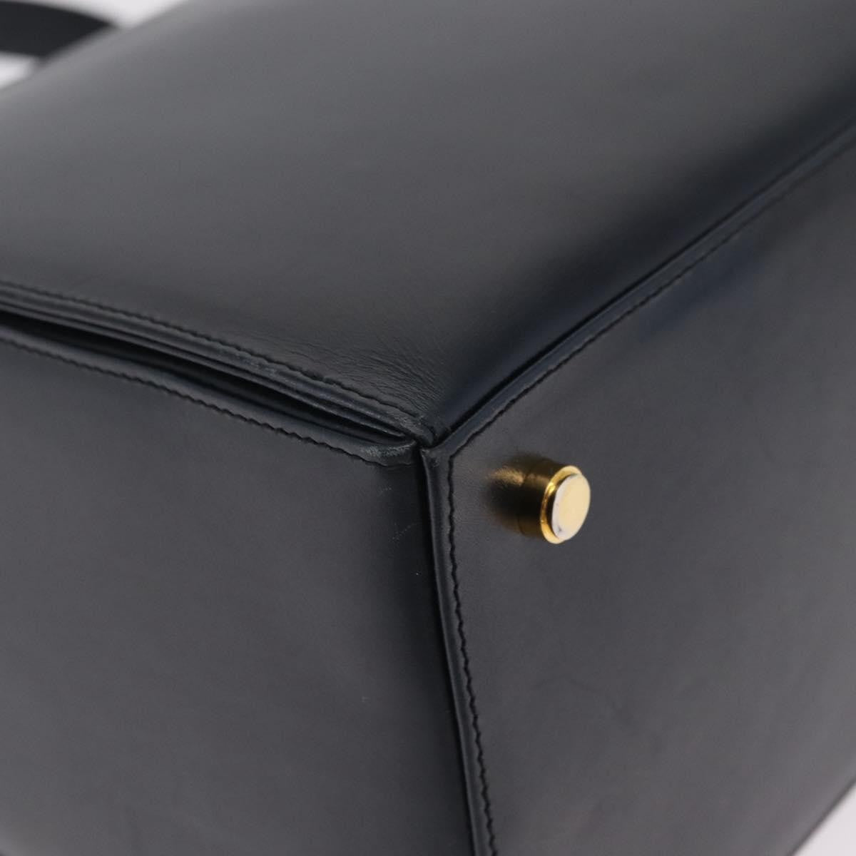 Salvatore Ferragamo Gancini Leather, Navy, Leather, Handbag