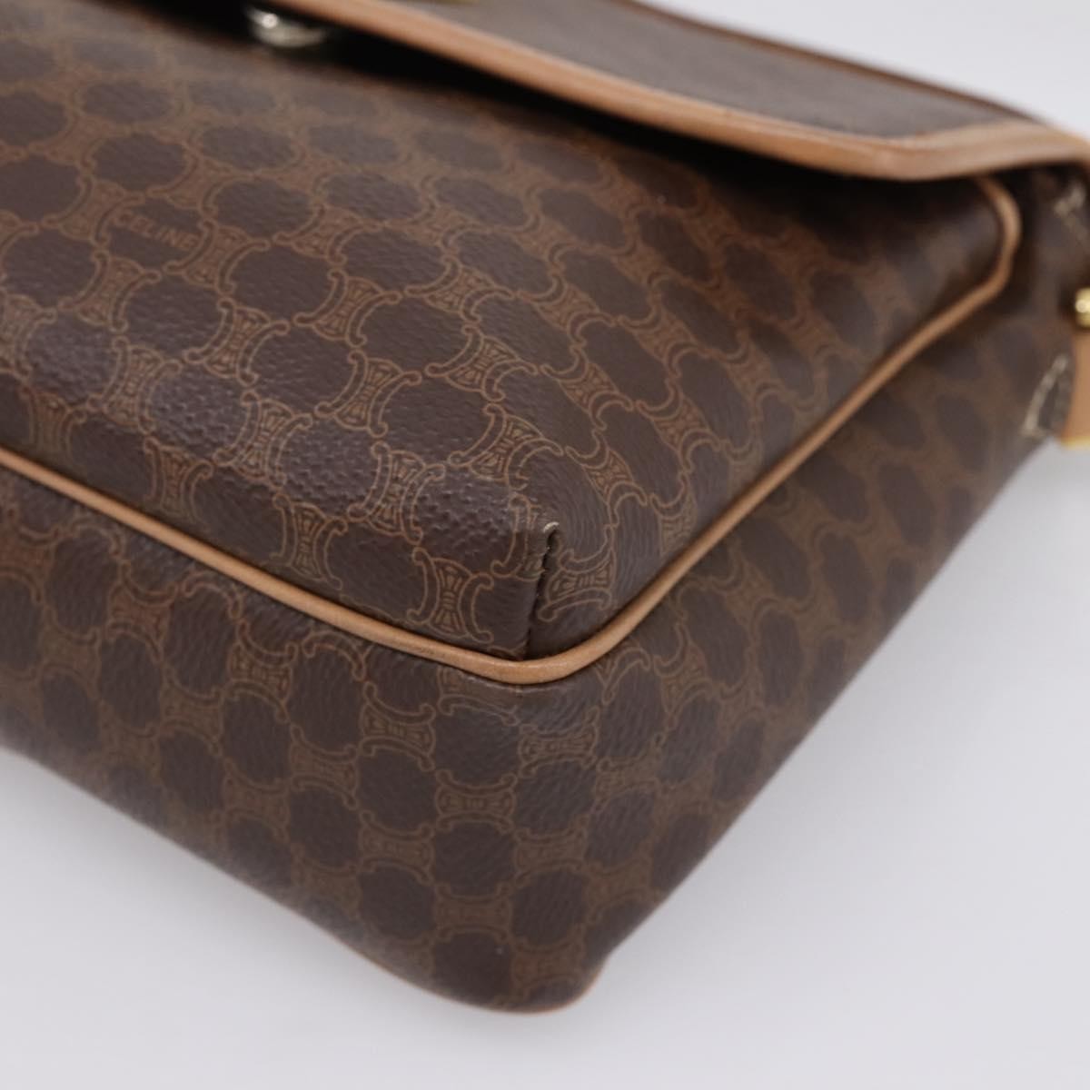 Celine Macadam Leather, Brown, Canvas, Shoulder Bag