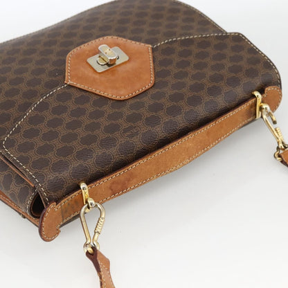 Celine Vintage Macadam Canvas and Leather, Brown, Canvas, Handbag